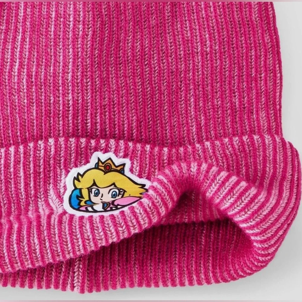 Girls' Nintendo Princess Peach Pom Beanie - Pink NWT